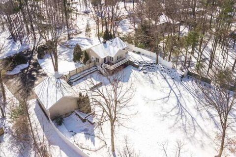 Top view of home in winter season